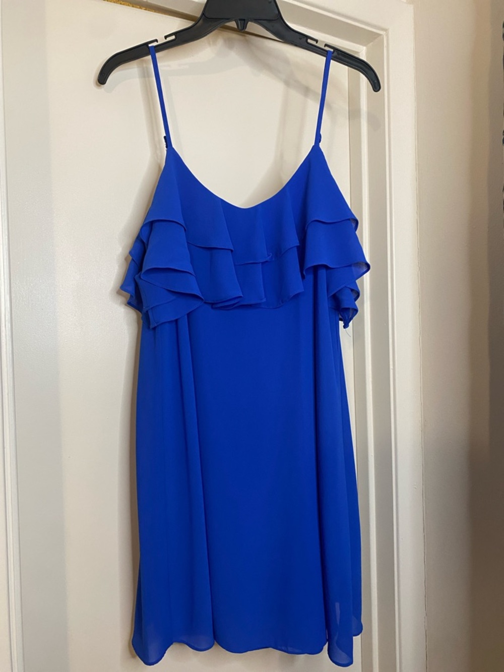Lulu's Cobalt Blue Ruffle Cold-Shoulder Mini Dress - Picture 4 of 8